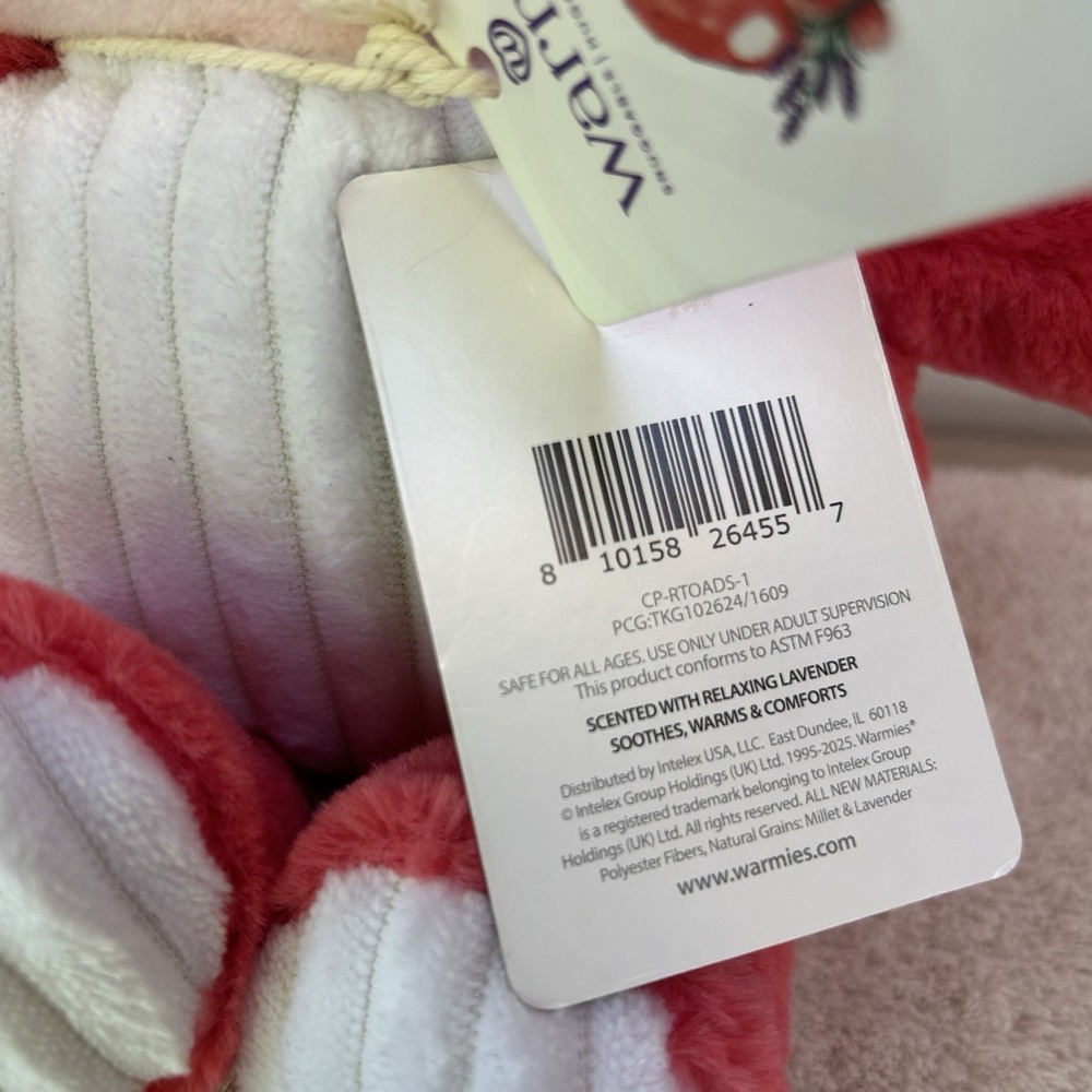 NWT‎ Warmies Red Toadstool Plush Huggable, Microwavable Lavender Intelex - Picture 4 of 6